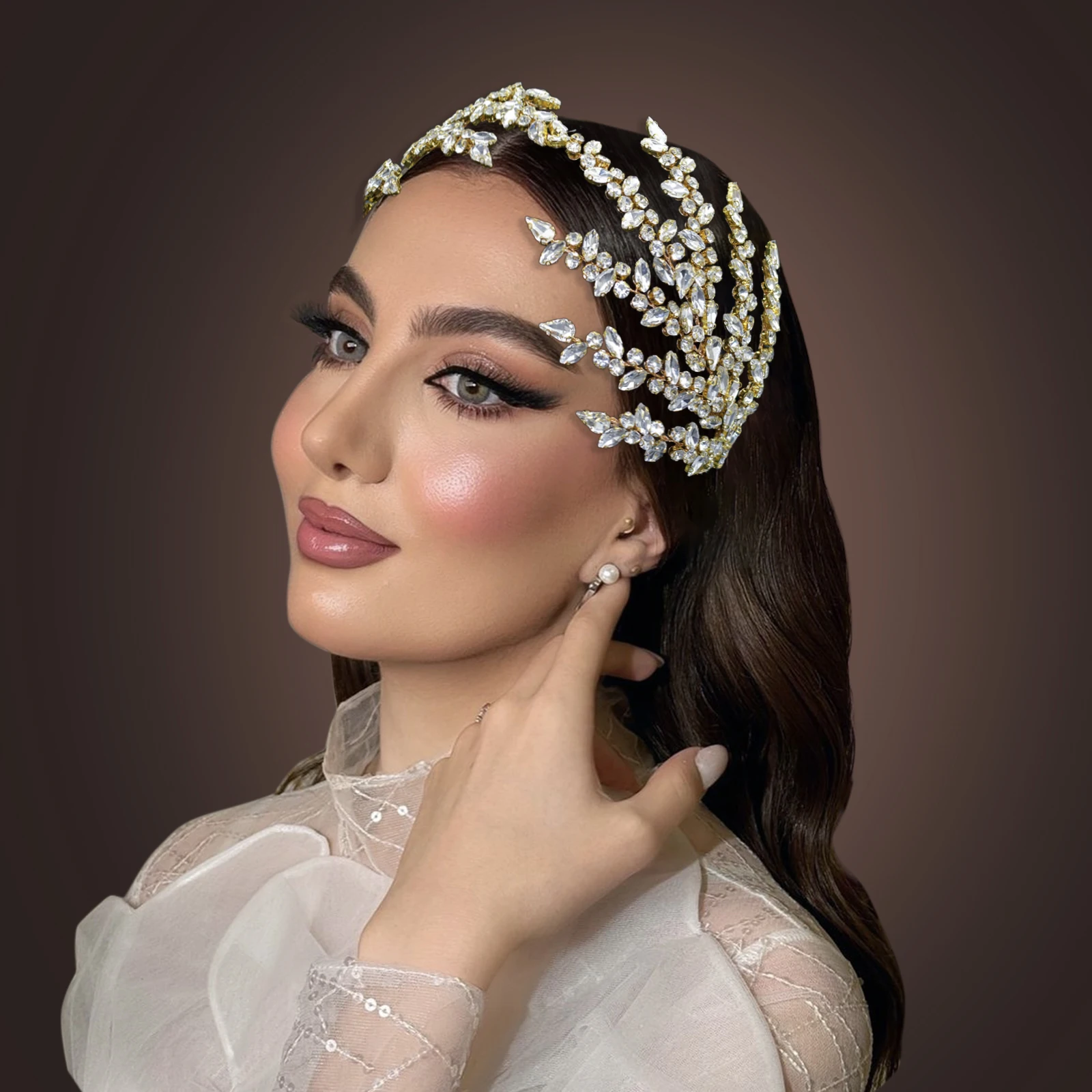 

DZ090 Golden Bridal Headband Crystal Bride Tiara Jewelry Wedding Hair Accessories Rhinestone Prom Diadem Crown for Women