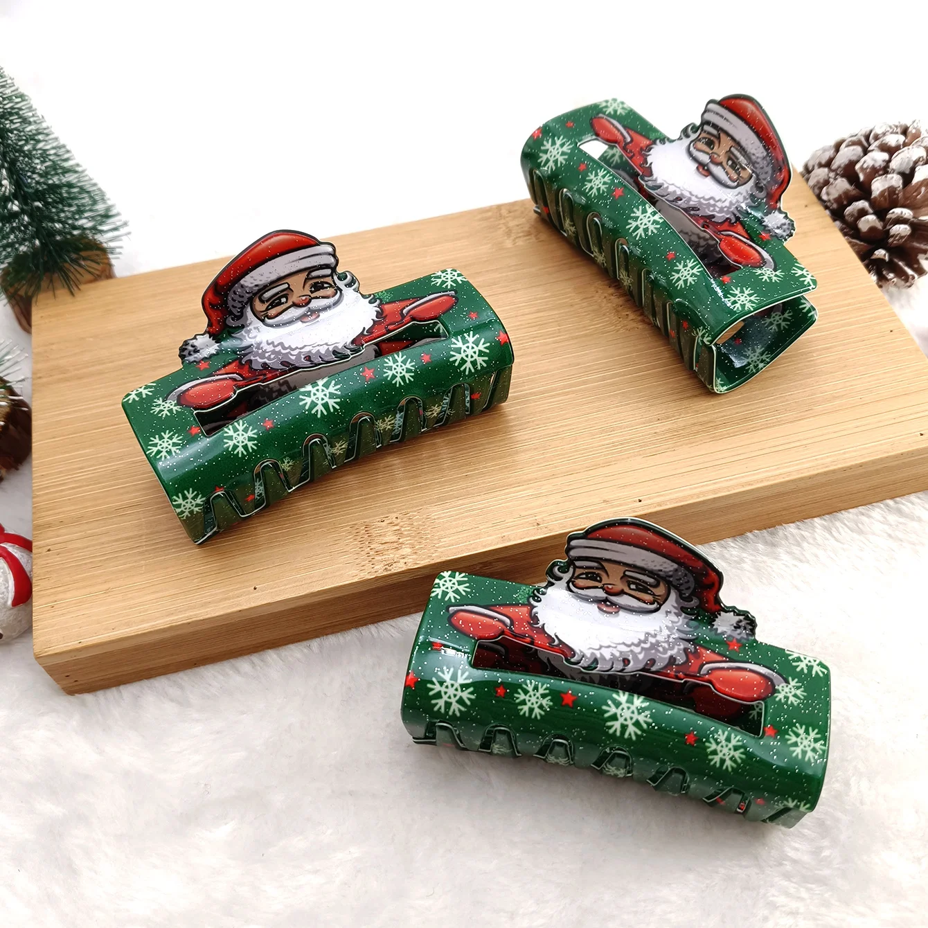 1/3/6 قطعة مشبك شعر مطبوع على طراز عيد الميلاد، مشبك شعر نسائي عصري ولطيف، إكسسوار شعر للحفلات