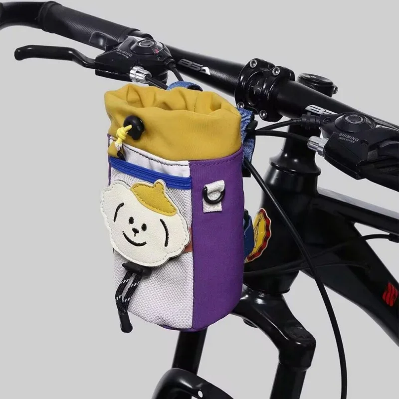 

1PC Adorable Cartoon Bike Front Basket Bag - Multi-Pocket Organizer for Water Bottle Phone Keys Ideal Sports Cycling Accessory