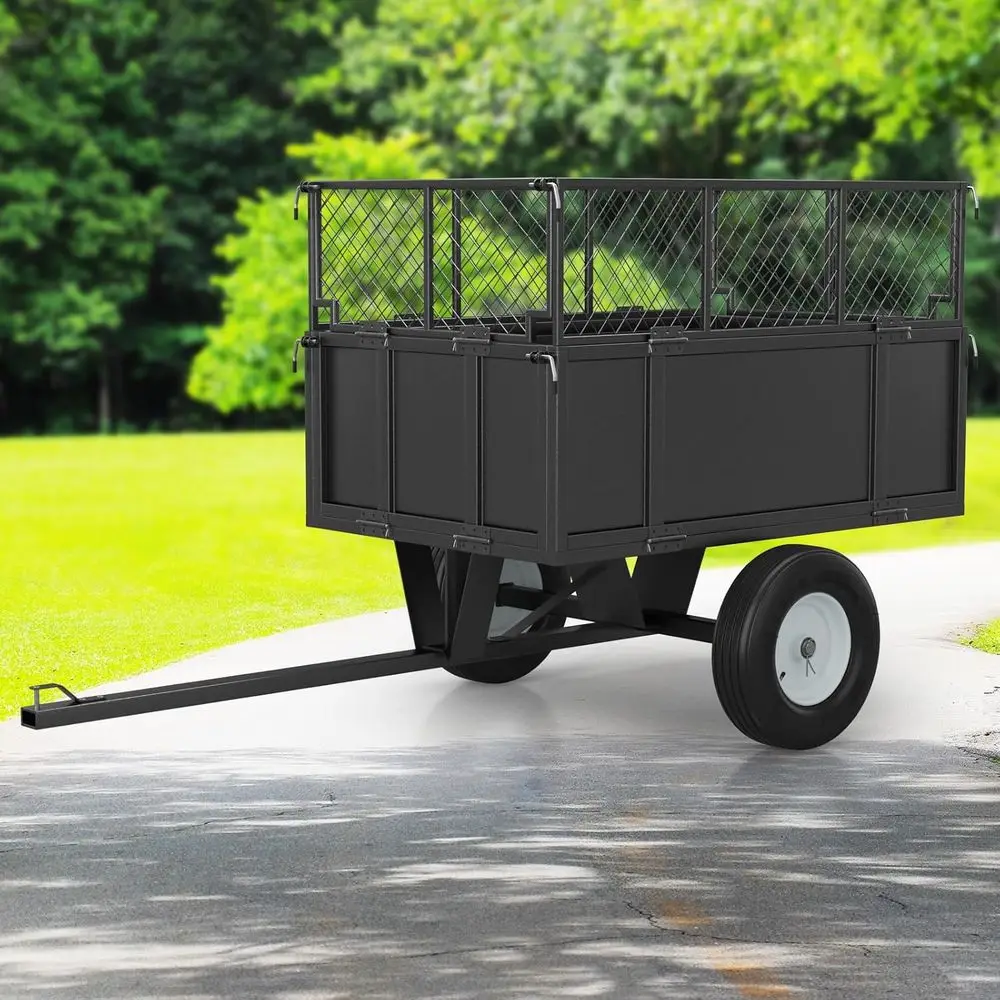 

750 lbs Capacity Utility Trailer with Dump, Removable Sides, Pneumatic Tires for Yard Hauling