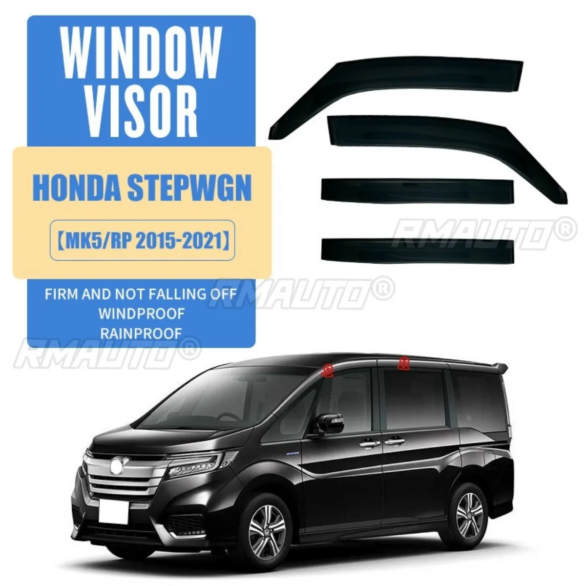 For Honda Step Wgn MK5-RP 2015-2021 Side Window Deflector Sun Rain Guards Window Visor Weather Shield Modification Part