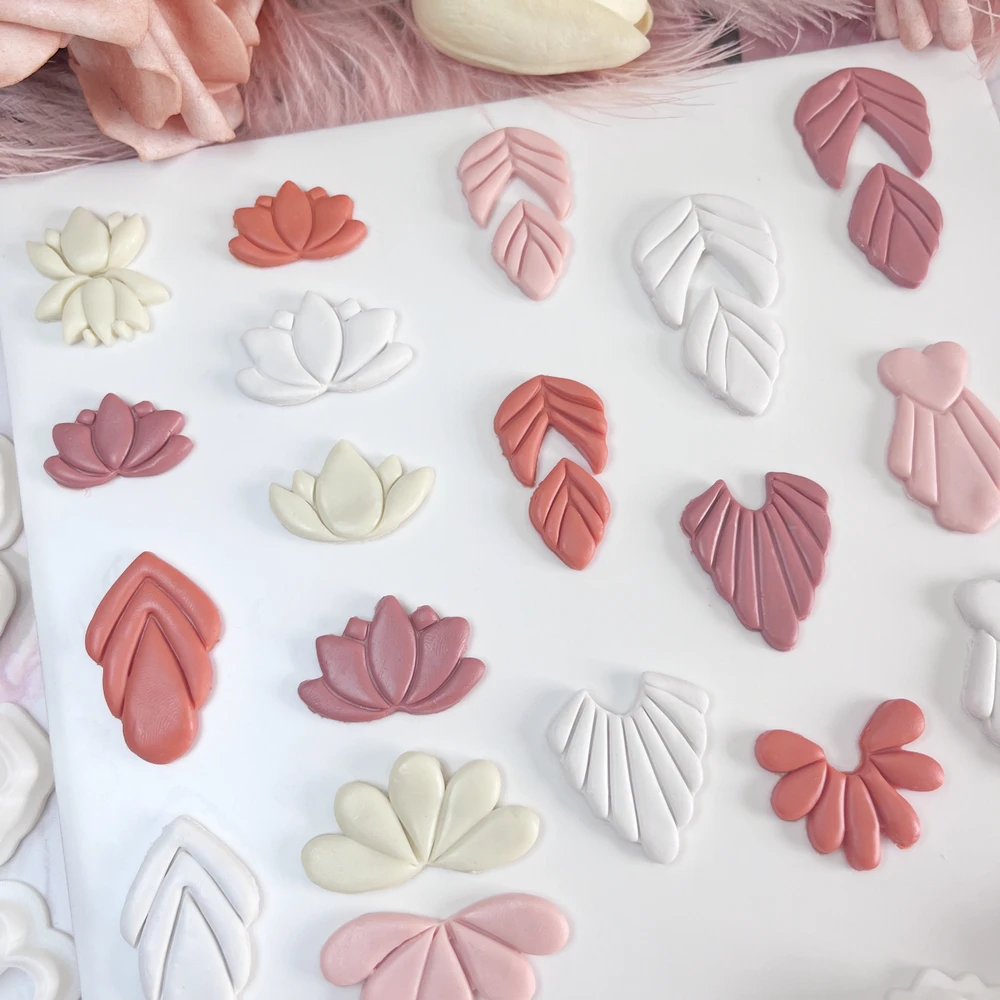 Dolce Flower Lotus Shape Polymer Clay Mold Earring Cutter Plant Leaf Soft Pottery Clay Jewelry Pendant Making DIY Handmade Molds