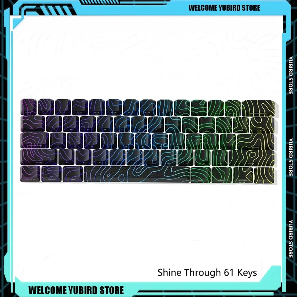 New XVX IMD-Tech 61/84/118 Keys Topographic Version Keycaps OEM Profile Pattern Shine-Through Cool Keycaps Keyboard Accessories