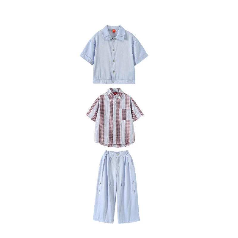 

Танцевальные костюмы для бальных танцев в стиле хип-хоп на День защиты детей для девочек, синий джинсовый свободный костюм для мальчиков, одежда для джазовых выступлений на сцене, DQS22639