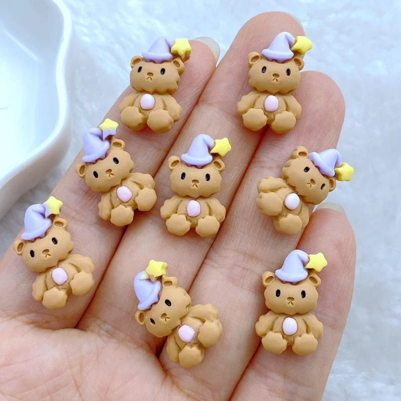 20pcs Cute Mini Cartoon Christmas Bear Nail Art Rhinestone Gem Glitter Nail Art Jewelry Nail Art Decoration Accessories