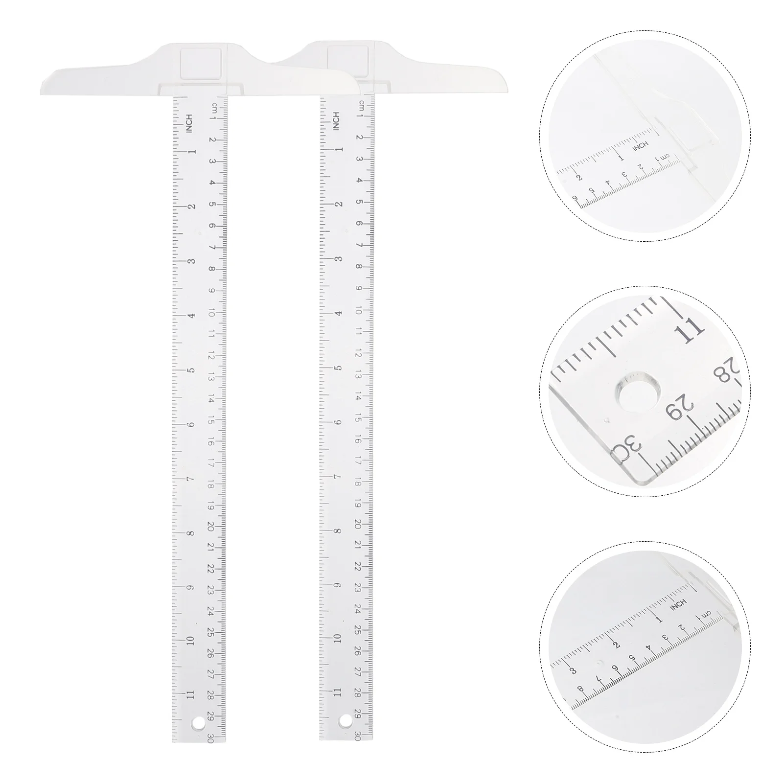 

2 Pcs T-shaped Ruler for Fold Alignment Students Use Rulers Classroom Plastic Clear Office