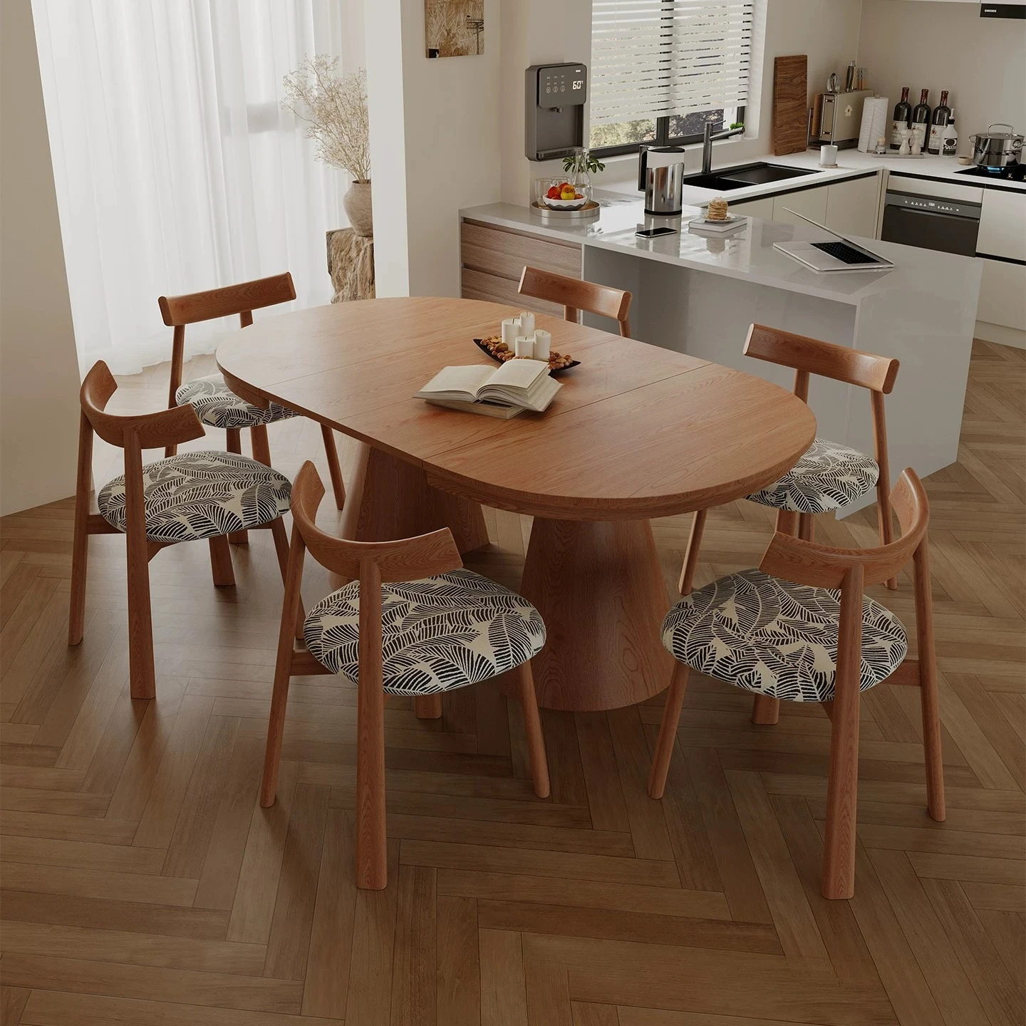 Solid Wood Retractable Dining Table Retractable Extension Multi-size Household Small Apartment Medium And Ancient Style Oval Din