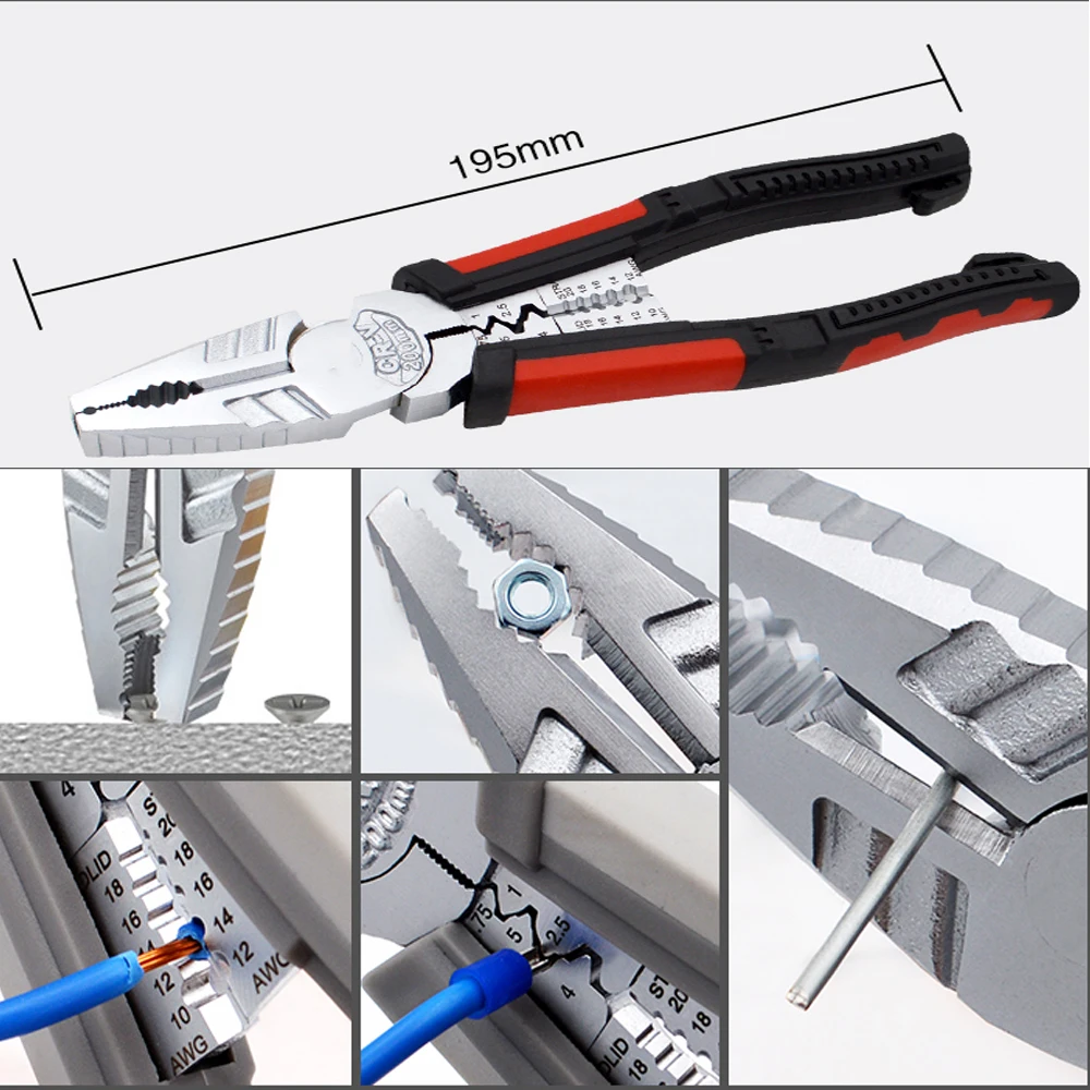 

7 in 1 Multitool Pliers Terminal Crimping Tool Wire Stripper Cable Cutter Crimper Crimp Plier Long Nose Pliers for Electrician