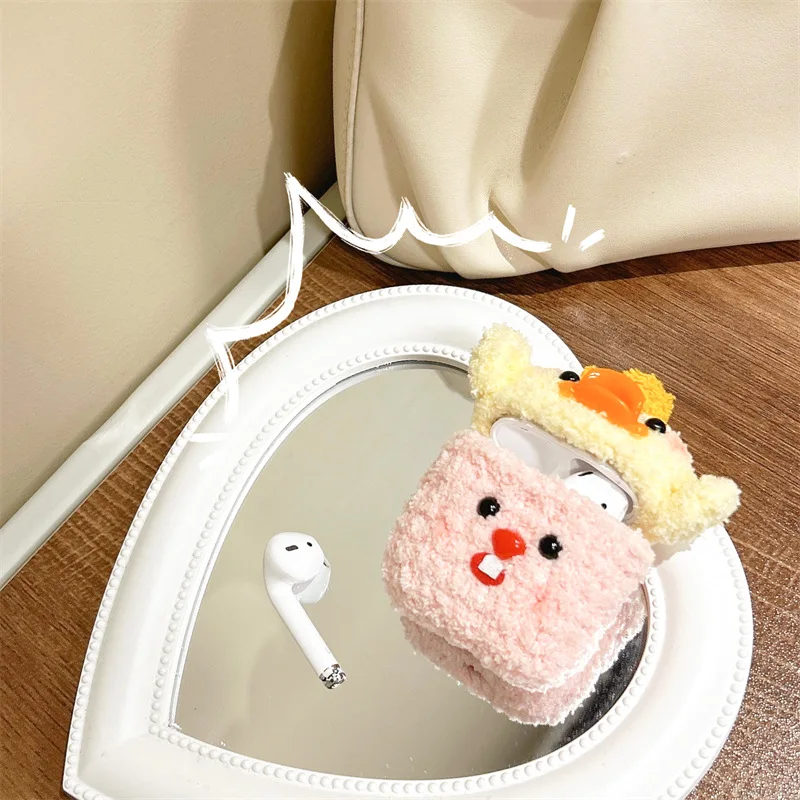Плюшевая мультяшная утка Бобр планшетофон для AirPods Pro2 Airpod Pro 1 2 3 Bluetooth наушники-вкладыши зарядная коробка защитный чехол для наушников