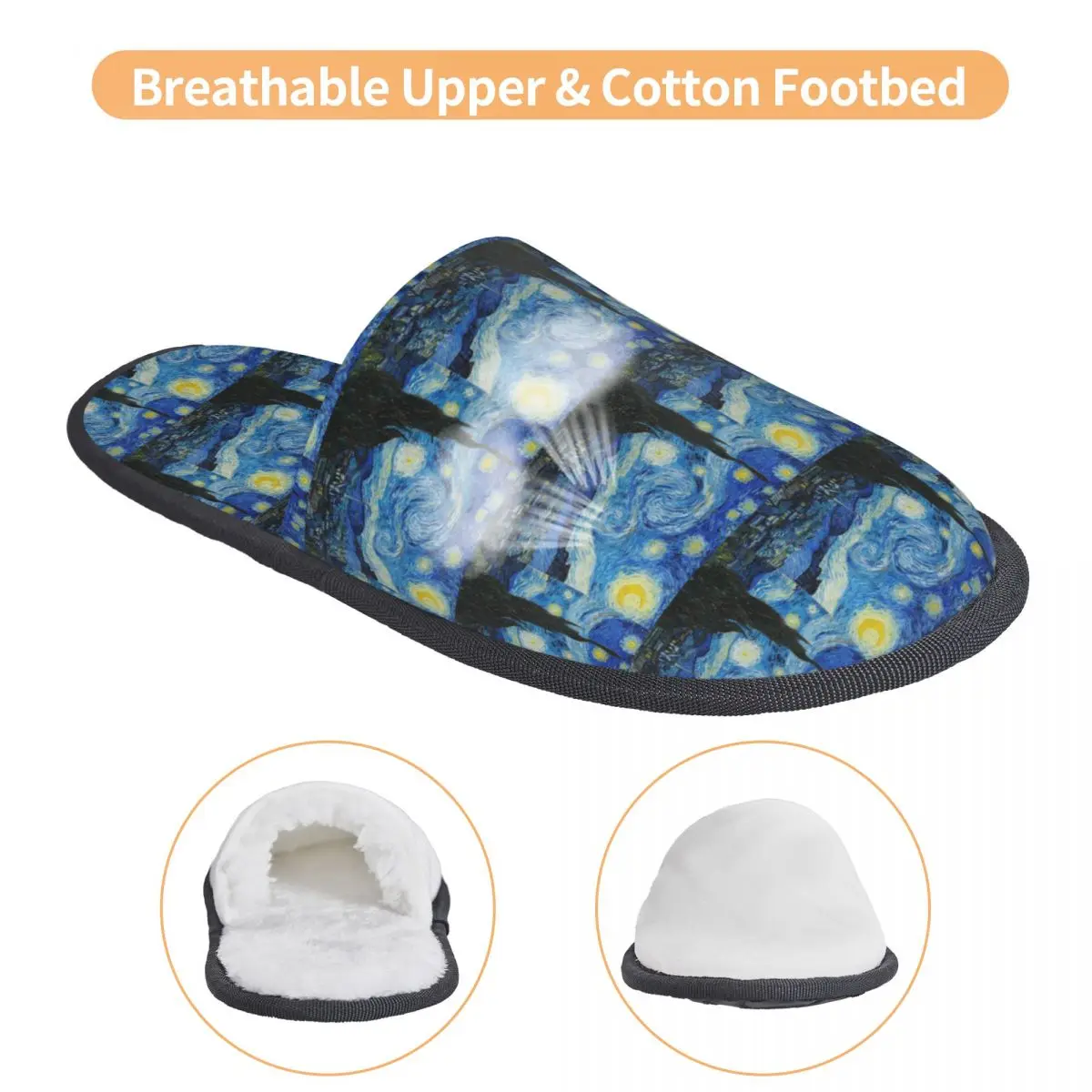 مخصص ليلة المرصعة بالنجوم بواسطة فنسنت فان جوخ النعال رغوة الذاكرة الدافئة الناعمة النساء شبشب منزل أحذية مريحة في الأماكن المغلقة
