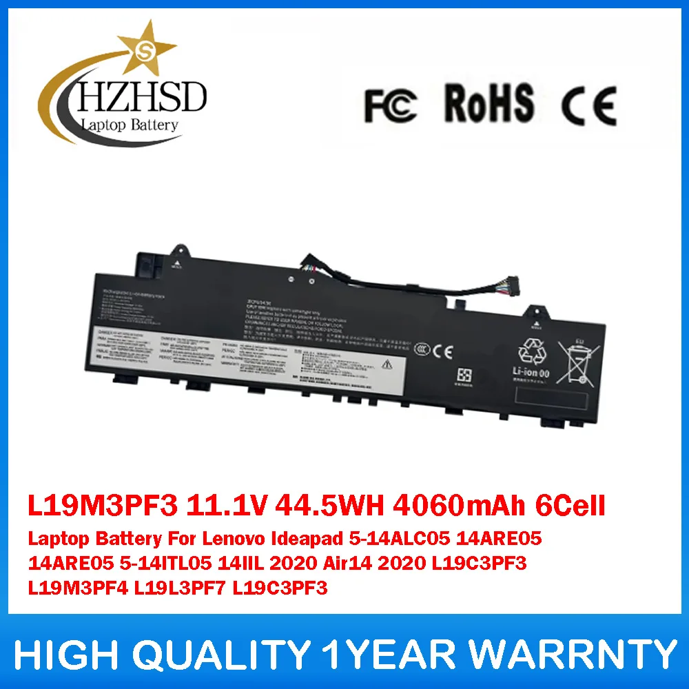 

L19M3PF3 11.1V 44.5WH 4060mAh 6Cell Laptop Battery For Lenovo Ideapad 5-14ALC05 14ARE05 14ARE05 5-14ITL05 14IIL 2020 Air14 2020