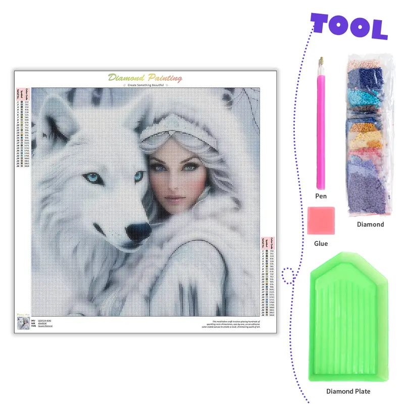 GATYZTORY Diamond Painting White Fox and Girl 5D DIY Diamond Embroidery Animals Cross Stitch Mosaic Rhinestone Kit Home Decorati - Image 2