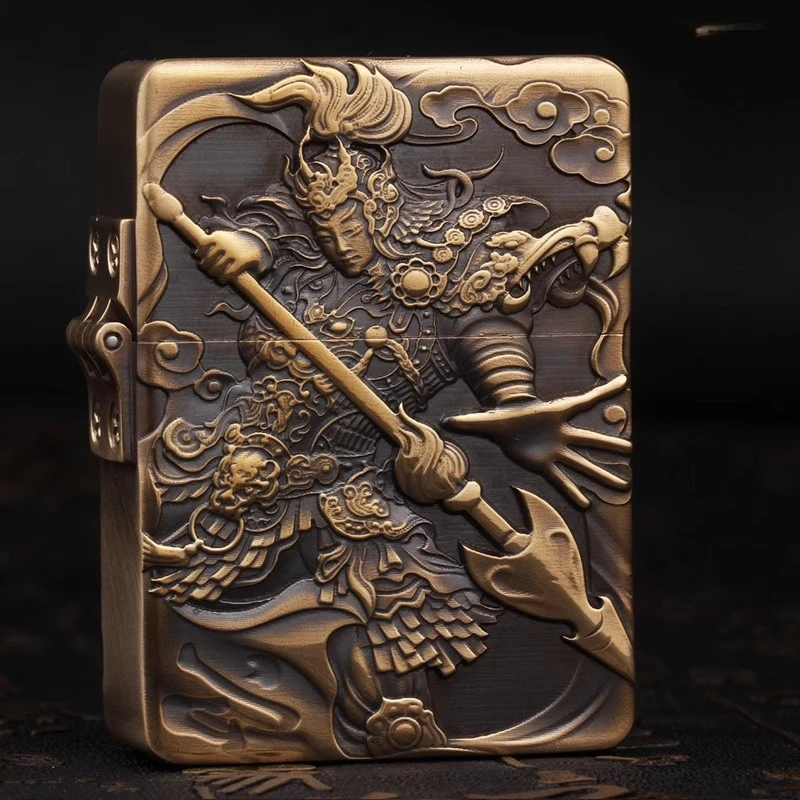 New Fire Road Pure Copper Kerosiene Lighter 3D Relief Personalized Creative Heavy Armor Windproof Firer Gift Men's High-end