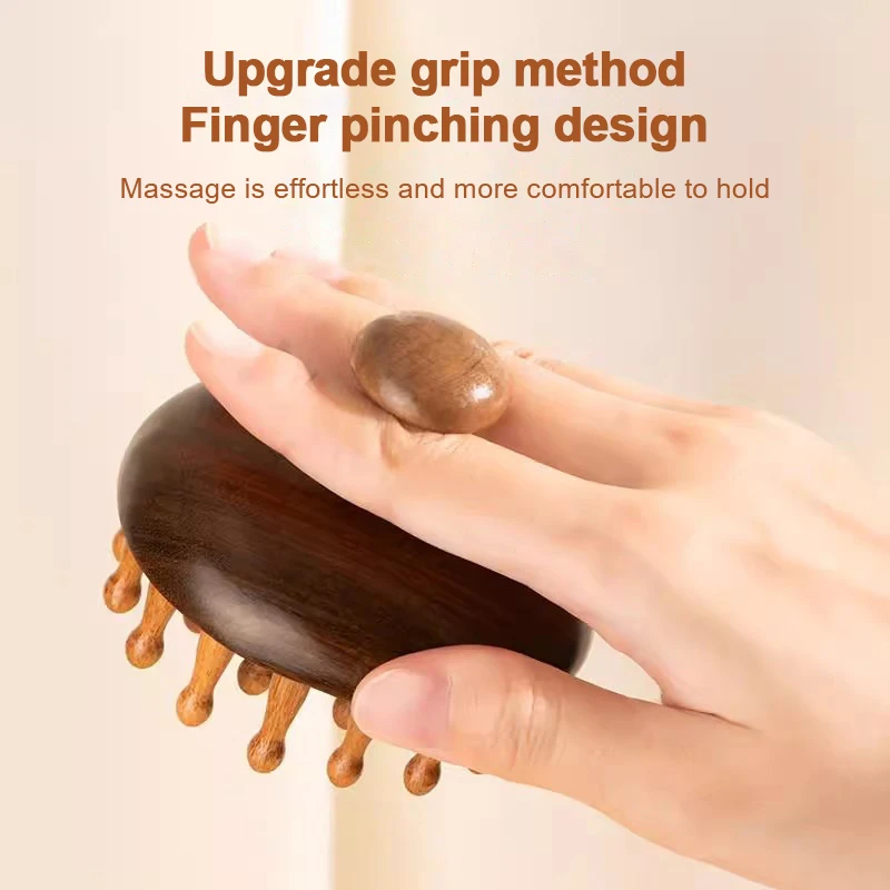 Multi-Functional Wood Therapy Massage Comb Scalp Head Massager Natural Sandalwood Circular Tooth Guasha Scraping Body Massager