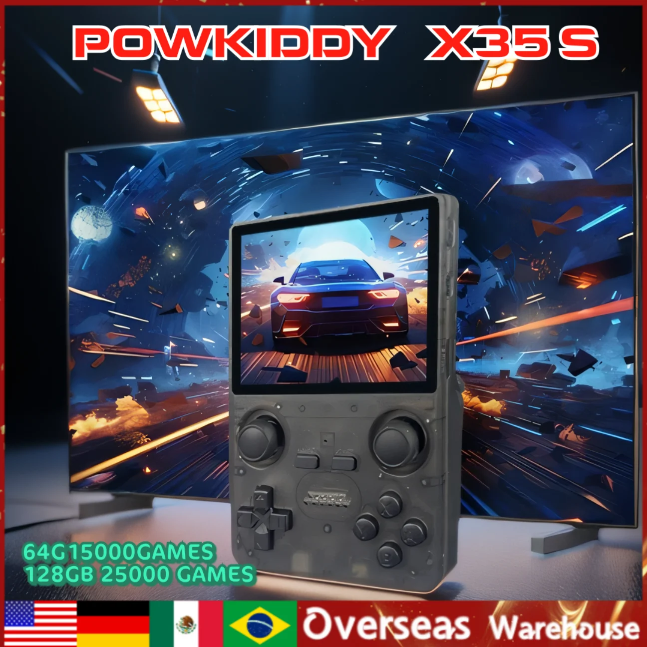 

POWKIDDY X35S Retro Handheld Game Console 3.5 inch IPS Screen Rk3566 Opendinglinux Hall Joystick Children's Gifts New consolas