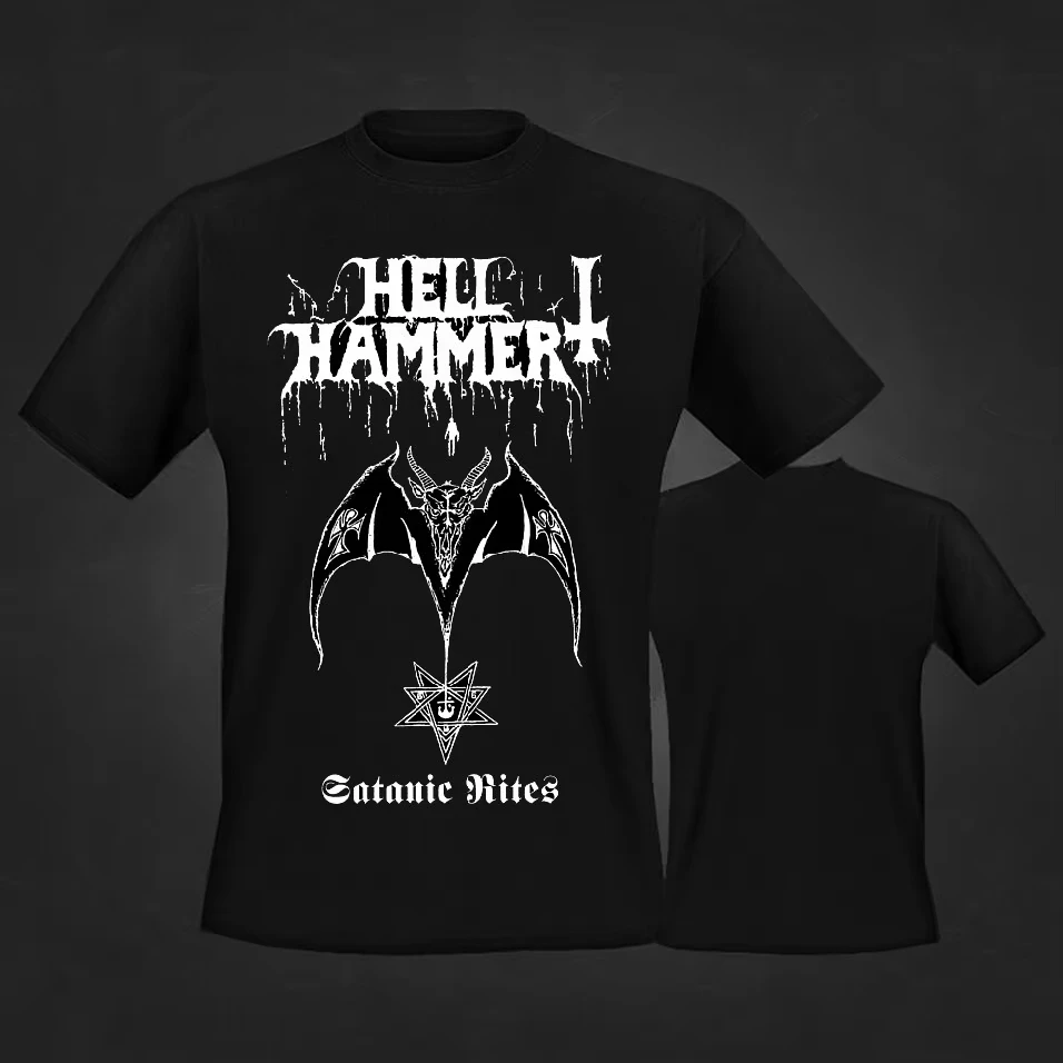 

Hell Hammer Satan T-Shirt Men's Women's Cotton T-Shirt Short Sleeve Vintage Hip Hop Top Men's Clothing Summer Top Streetwear