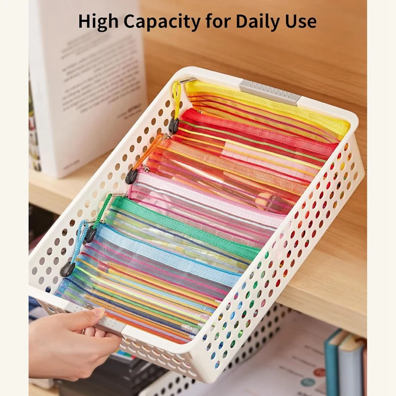 LUDA 120Pcs Mesh Zipper Pouch,Zipper Pouch In 10 Colors,Multipurpose Zipper Bags For Organizing Makeup Essentials,Office image 3