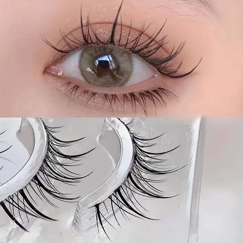 5 pairs of transparent stem wavy eyelash extensions - reusable, easy to apply, natural looking, enhancing eye appearance