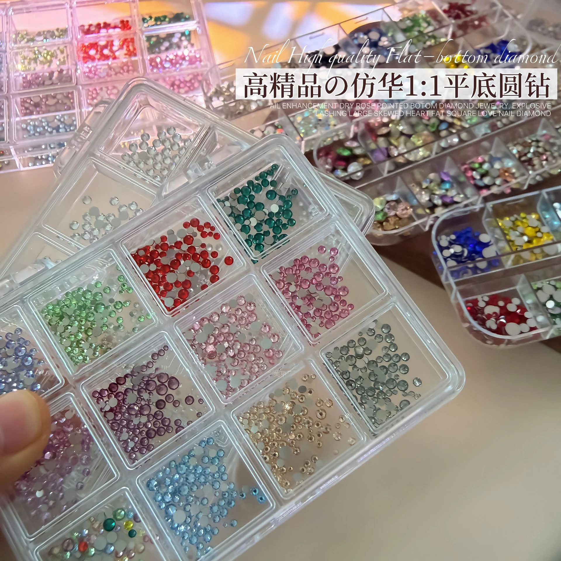 12 شبكة علوية متألقة K9 33-قطع الزركون مسمار الفن السحر الملونة شقة وأشار S/M الماس الراين مانيكير لتقوم بها بنفسك الزينة #2