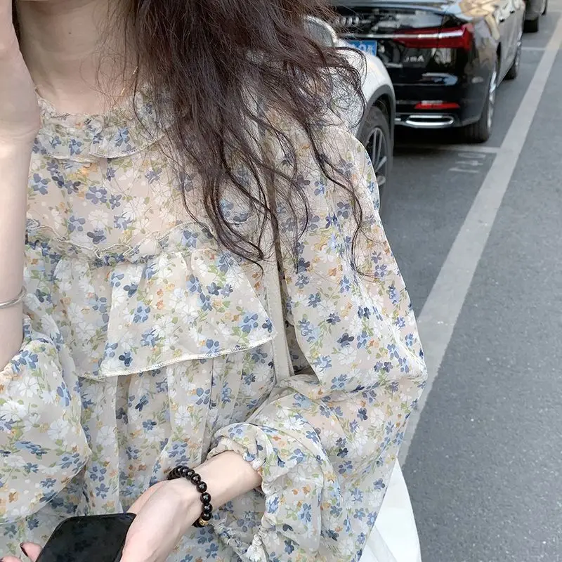 

Blouses Women Retro Print Summer Aesthetic Casual Chic Korean Style Blusas Harajuku All-match Fashion Clothing Thin High Street