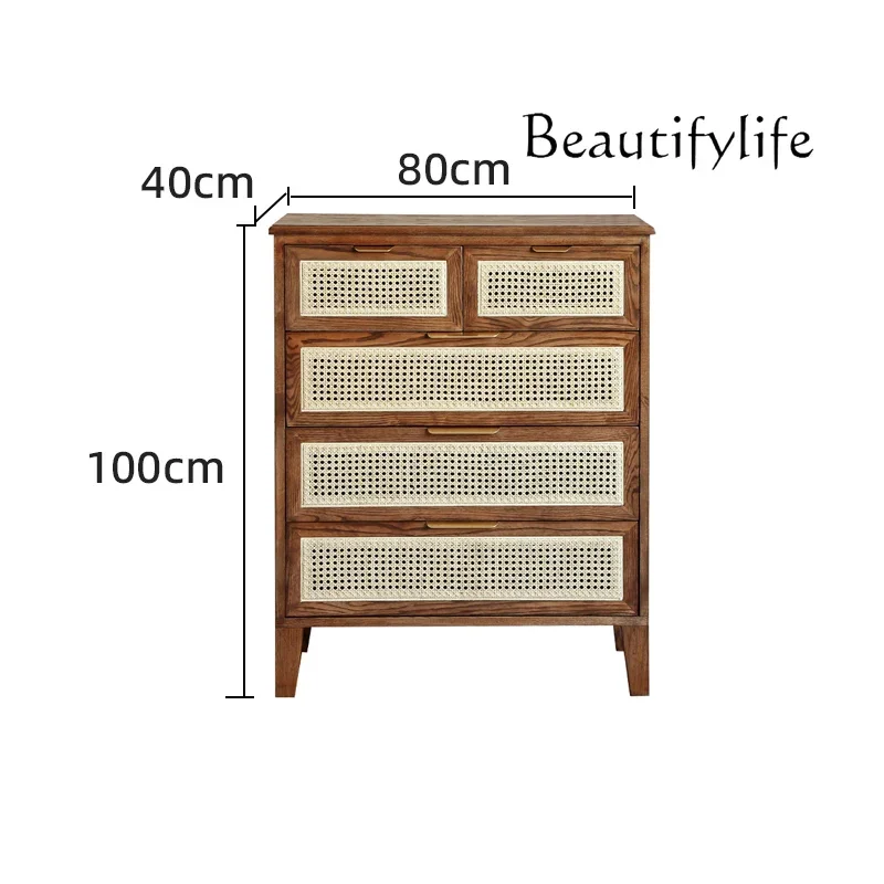 

Light luxury new Chinese solid wood chest of drawers Nordic living room floor simple storage storage advanced sense