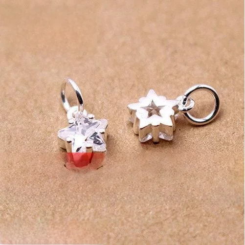 

Подвеска-звезда из стерлингового серебра 925 пробы для самостоятельного изготовления серег, браслетов и ювелирных изделий, с циркониевыми камнями, модные материалы для рукоделия