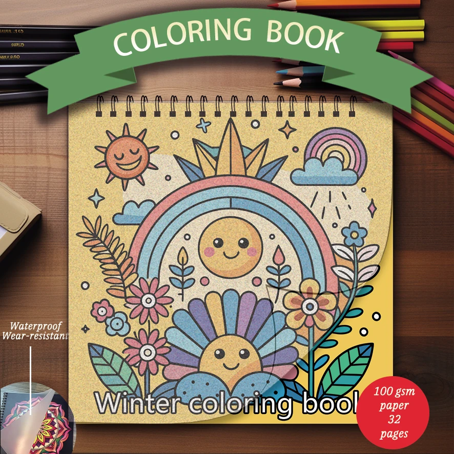 Libro da colorare Cold Winter - 8,27 x 8,27 pollici Libro da colorare da 32 pagine - Regalo ideale per la famiglia o gli amici