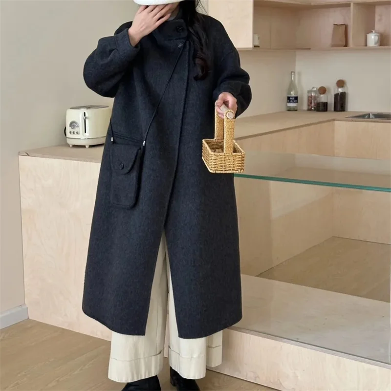 Loose Women's Woolen Coat Autumn Winter New Style Korean Version Gray Tweed Fashionable Ins Women's Outerwear