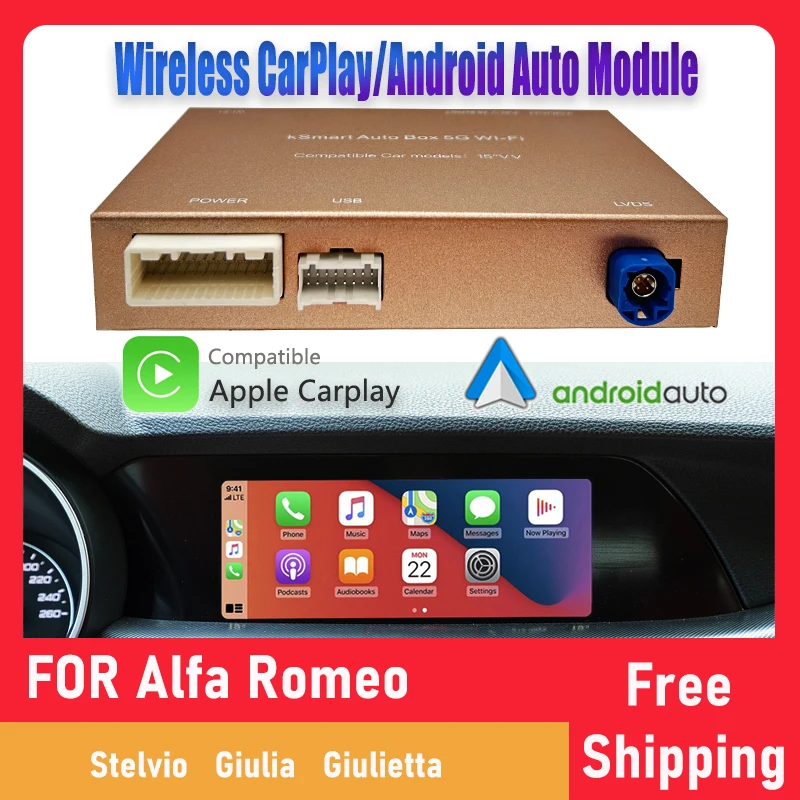 Wireless Apple CarPlay Android Auto Retrofit Car AI Box For Alfa Romeo Stelvio&Giulia/Giulietta Original Screen Upgrade Mirrorin