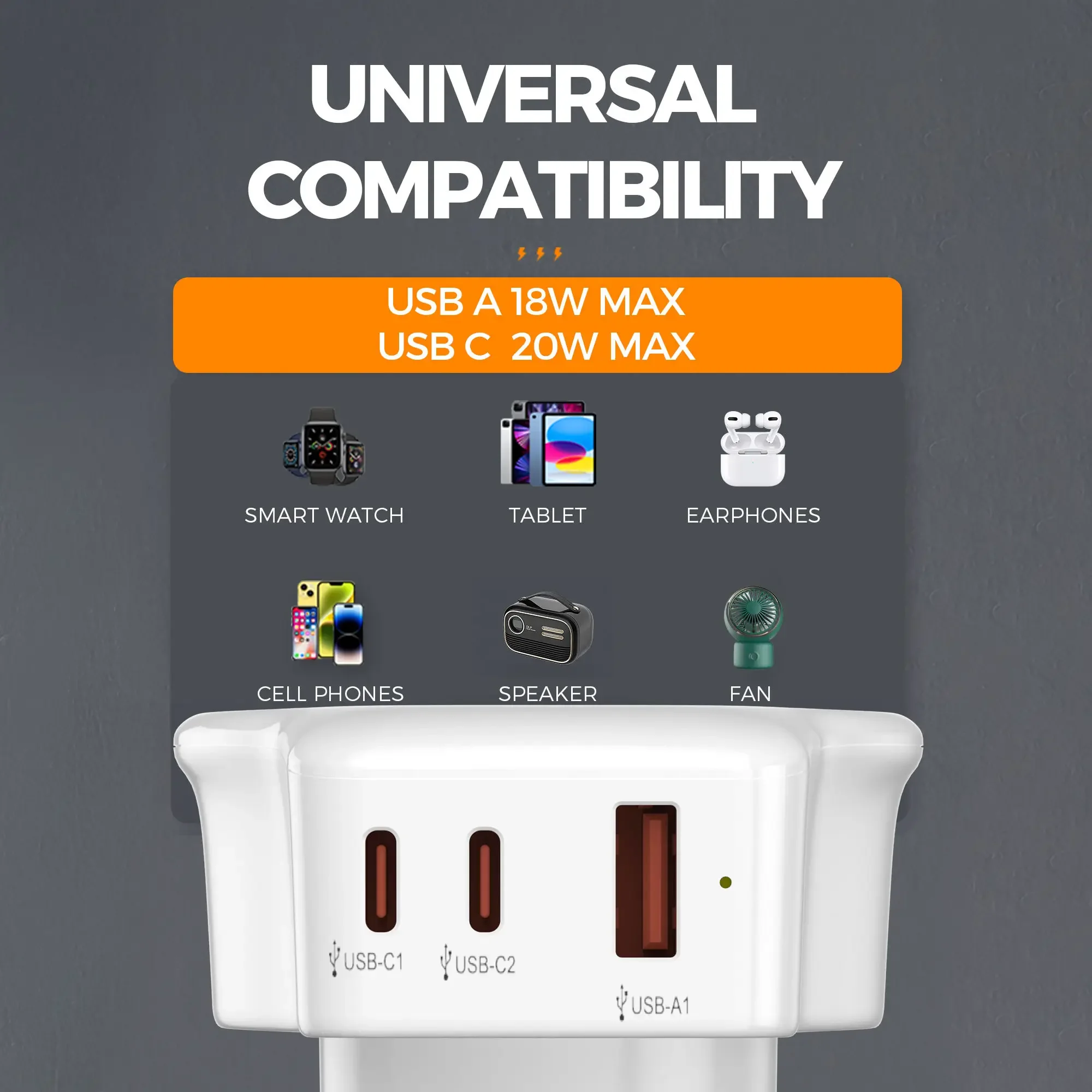 TESSAN Travel Adapter with UK/US/EU/AUS/IT/JPN Plug Universal AC Outlet 3 USB Ports Multi Wall Travel Socket To USA UK Travel
