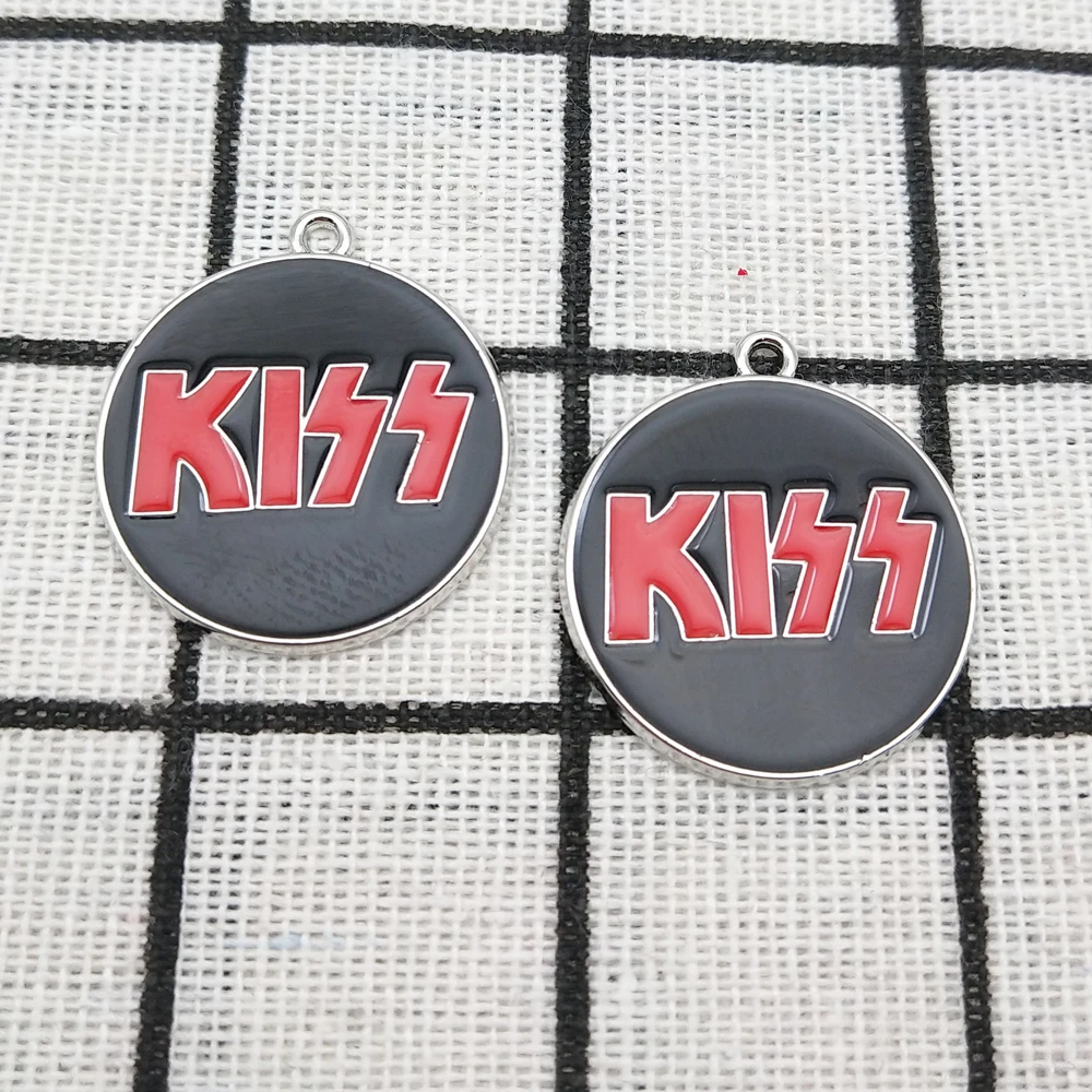 10 шт., подвески KISS, ювелирные аксессуары, изготовление своими руками, эмалированное ожерелье, серьги, кулон, брелок, подвески из сплава металла с белым покрытием