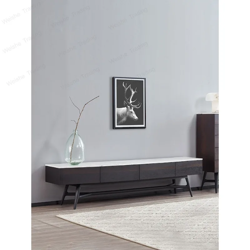 Italian modern bedroom marble floor cabinet, Nordic minimalist coffee table TV cabinet