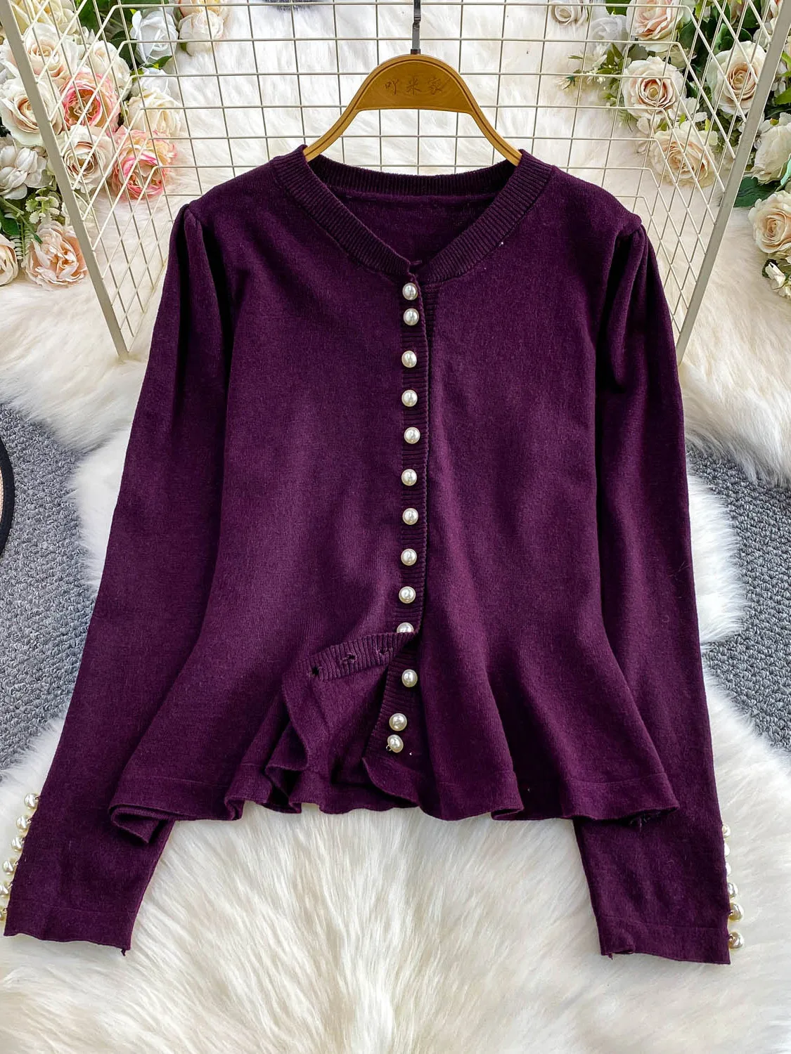 Ele Pearl Button Slim Fit rotondo Ne Capispalla da donna Pendolarismo Sle Autunno Inverno Versatile e affascinante Top