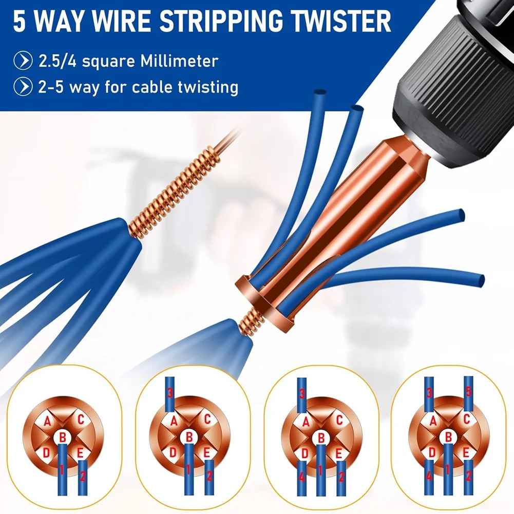 B-T Universal Wire Twisting Tool Cable Stripper & Wire Twisting Tool For Stripping & Twisting Cables, Driven By Drill