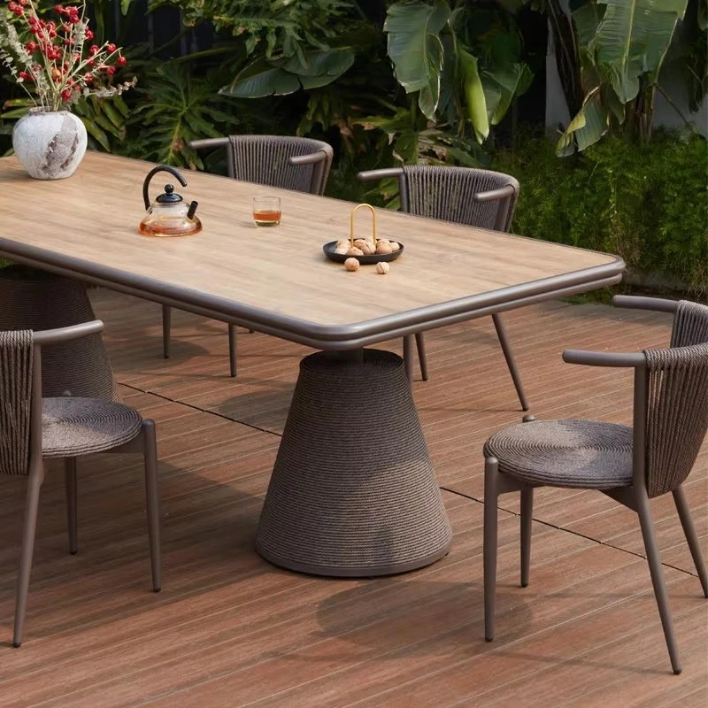China Manufacturer Wholesale Heat Resistant Rope Garden Outside Dinning Table Outdoor Furniture