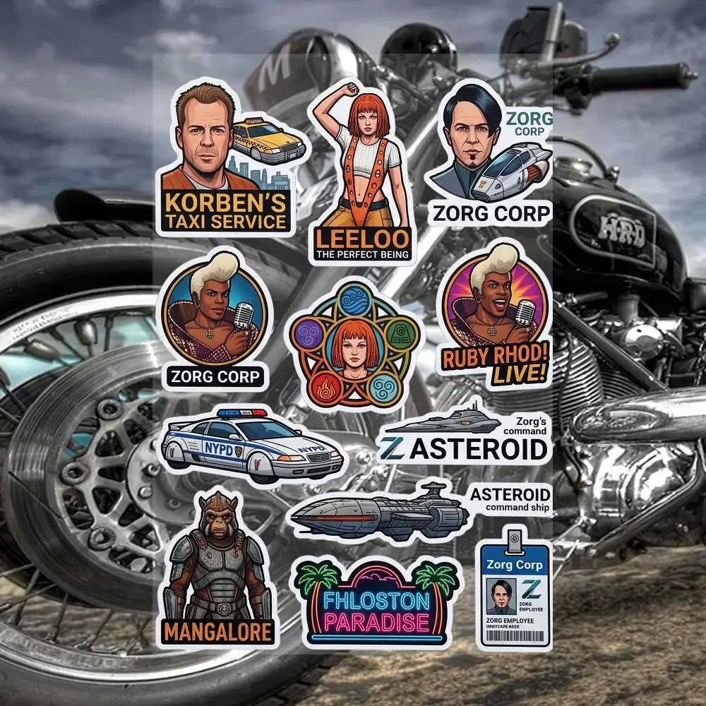 Film T-The Fifth Element  Motorcycle Reflective Stickers Waterproof Decals for Helmet Scooter Fuel Tank Toolbox Racing