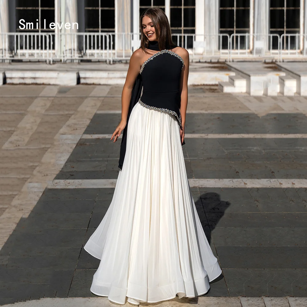 

Smileven Luxury A Line Prom Dress Illusion Beading Sleeveless Evening Gowns Irregular Temperament Occasion Dress Customized 2026