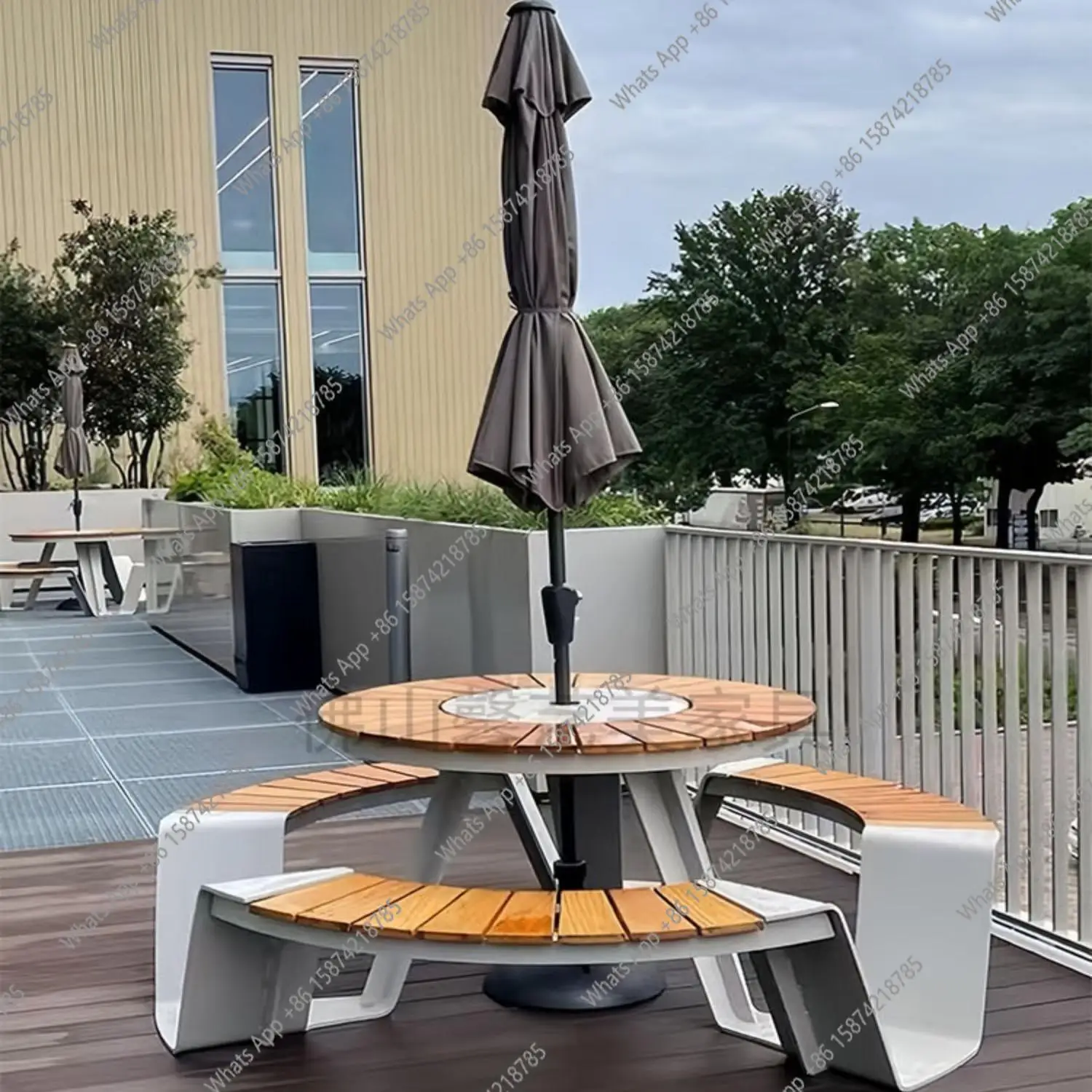 Outdoor table and chair combination high-end leisure villa courtyard open-air stainless steel outdoor patio table and chair
