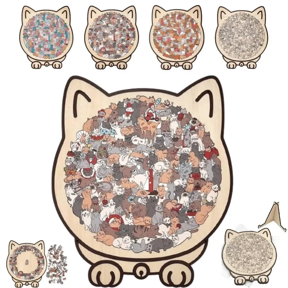135-piece Morandi-colored Cat-shaped Puzzle with Cat Silhouette Frame Cat Puzzle Ornaments Cut Cat Pieces Macaron Color view 4