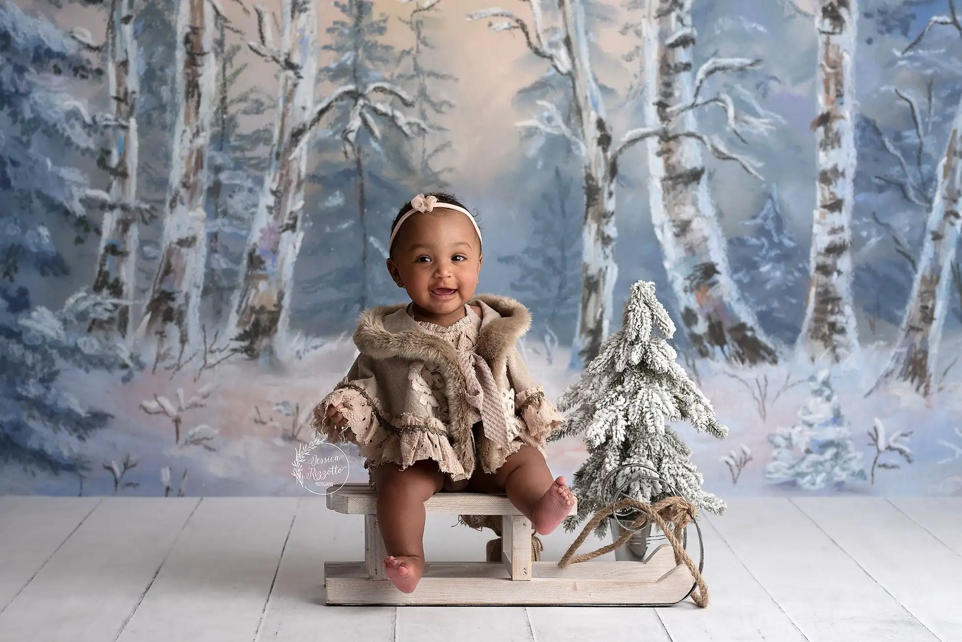 Winter Eve Forest Backdrops Kids Baby Photography Props Child Adult Photocall Newborn Birthday Cake Smash Snowy Backgrounds