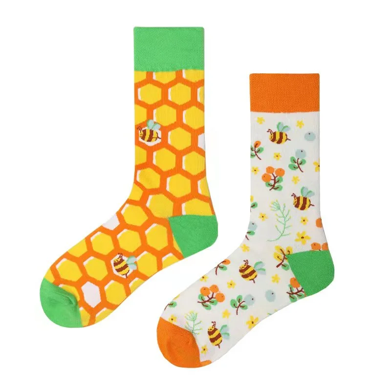 Chaussettes colorées en coton pour hommes et femmes, chaussettes à tube moyen haut, quatre saisons, originales, AB Tide, chat, chien, koala, vache, unisexe, 1 paire