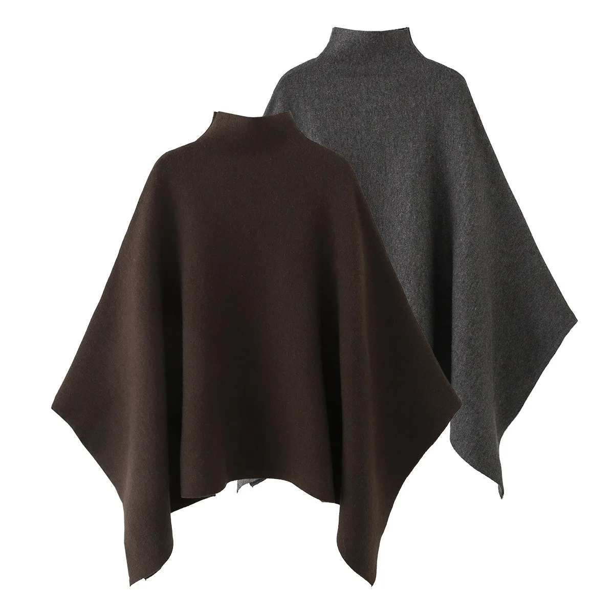 Abrigo asimétrico de punto con cuello vuelto, novedad de invierno, diseño francés Sense, fibra de poliéster, manga larga, longitud media, estilo informal