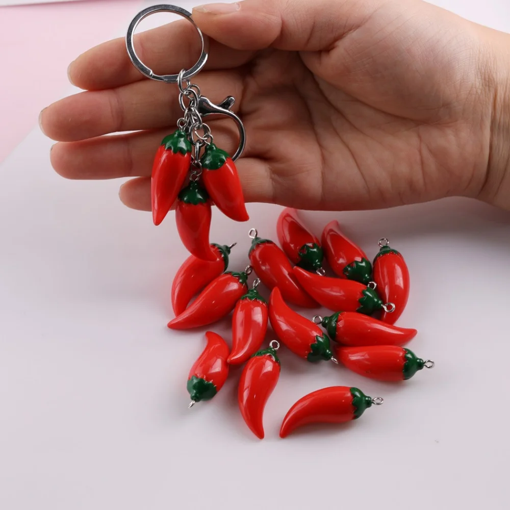 1 ud. Colgante de chile rojo estilo coreano, amuleto de la suerte para mujer, chile italiano Cornicello, llaveros para hombre, joyería