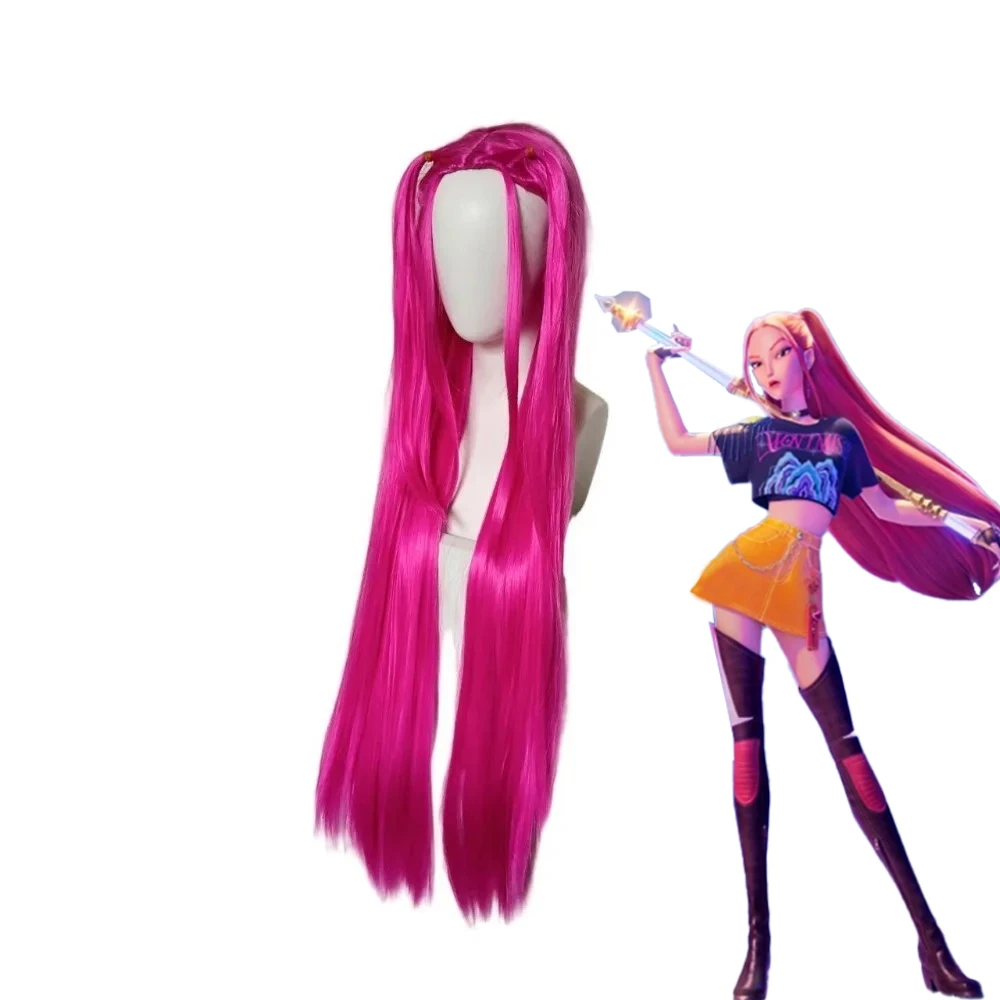 Peruka Kpop Demon Hunter Girl Mira Rumi Zoey, fioletowo-czarno-czerwona, długa, na Halloween, Boże Narodzenie, dla dzieci, do odgrywania ról