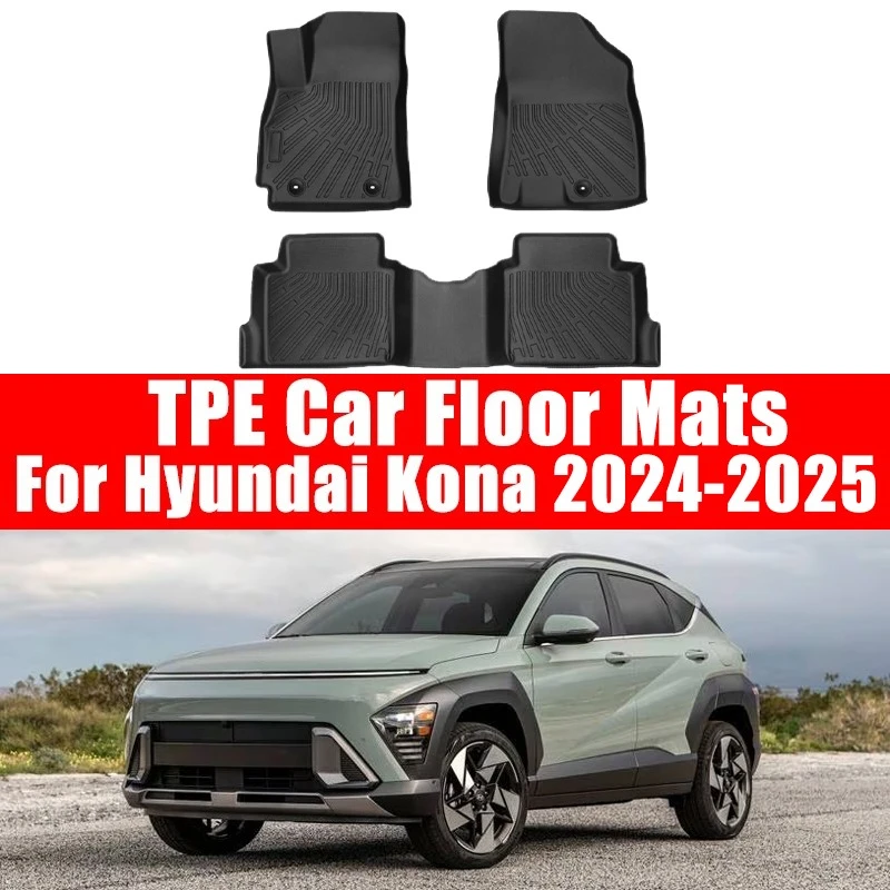 

TPE Car Floor Mats for Hyundai Kona 2024-2025 All Weather Waterproof Non-slip Full Coverage Floor Mats Car Interior Accessories