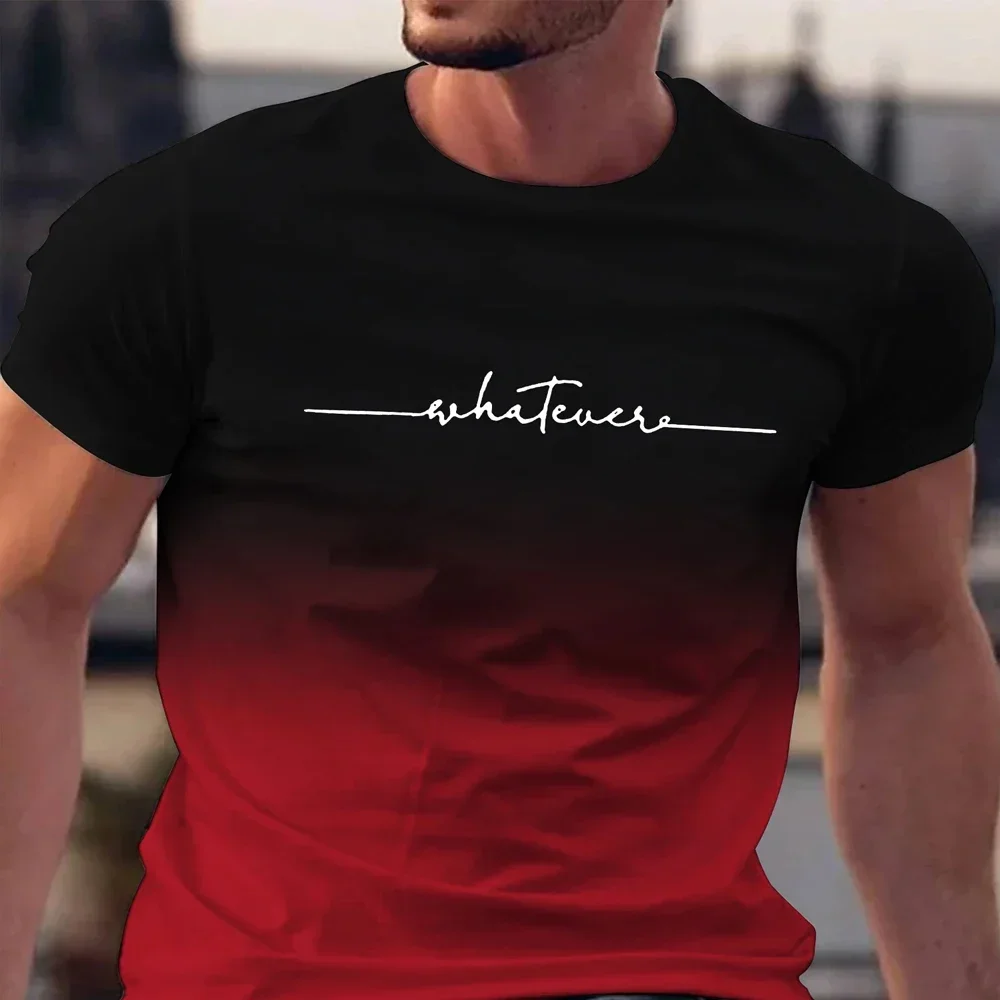 Kinder-T-Shirt Herrenbekleidung: Kurzarm-T-Shirt mit Farbverlauf-Druck, trendige Herrenmode, schnelltrocknendes Fitness-Oberteil, passende Familienoutfits. – Detail 7