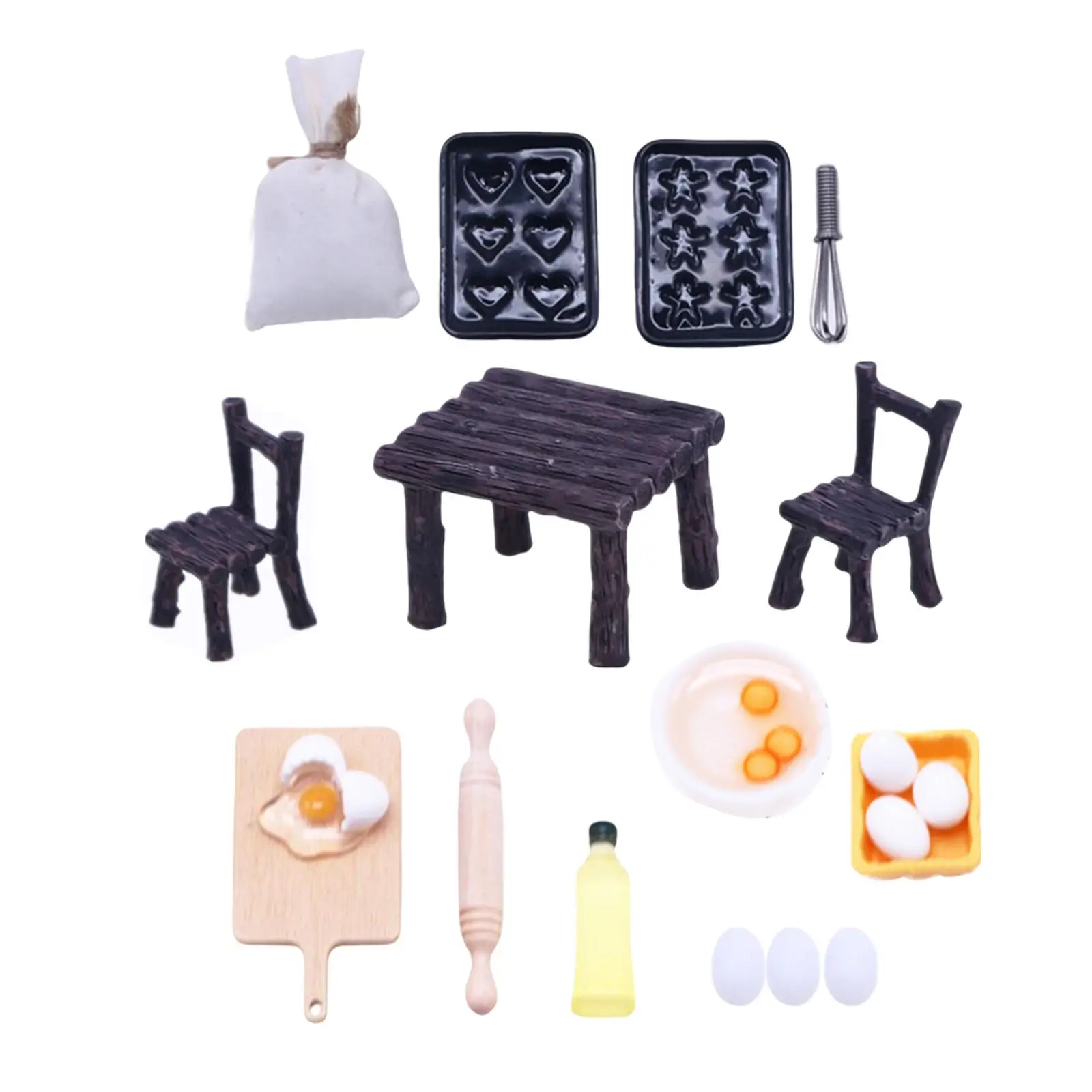 Ensemble de jouets miniatures pour la cuisine, rouleau à pâtisserie, bol à œufs, huile d'olive, décor cadeau, 1:12