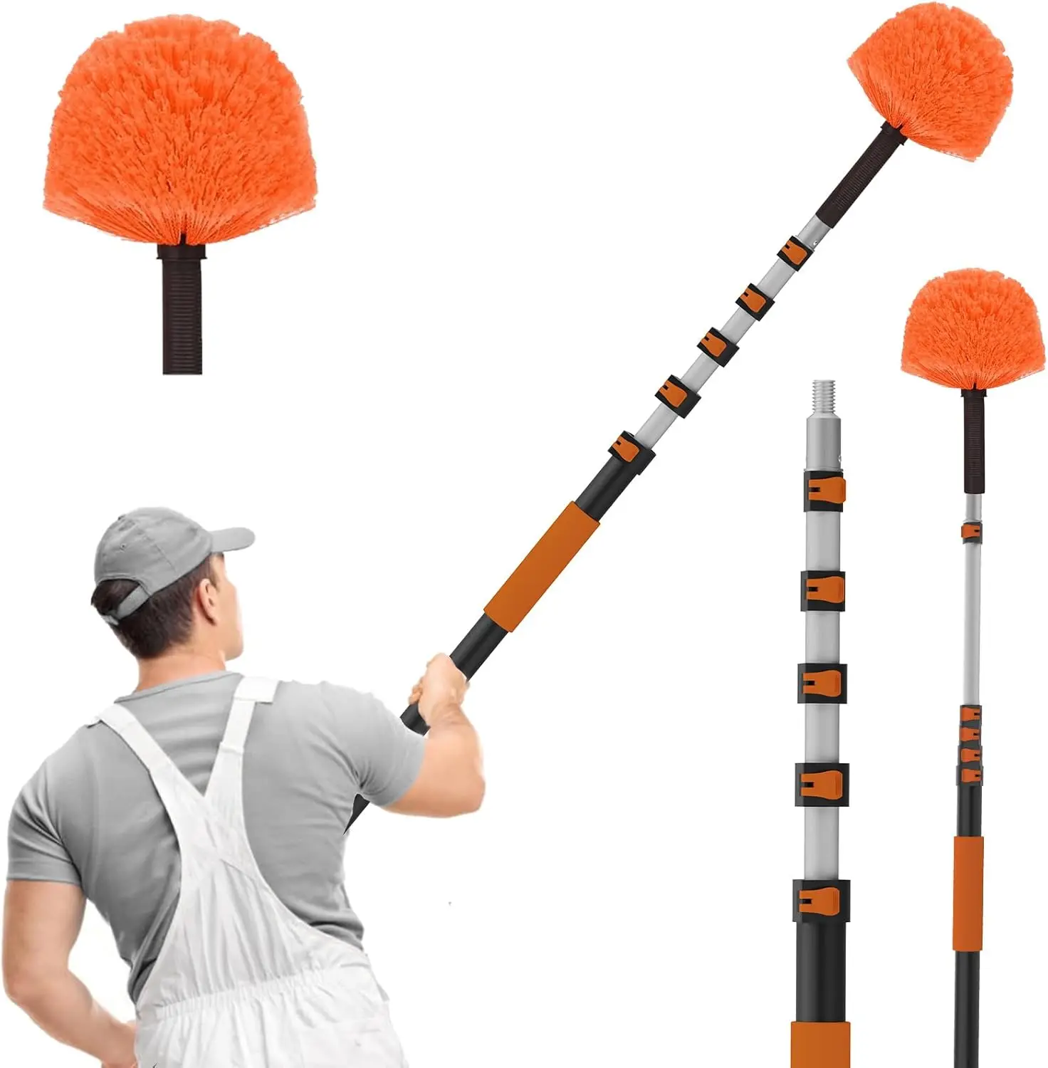 

30FT Telescoping Cobweb Duster with Extension Pole for High Ceilings, Indoor Outdoor Use