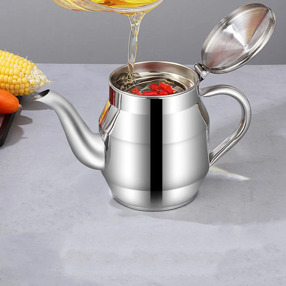 

Cooking Oil Dispenser Strainer Oiler for Kitchen Storage Pot Olive Handy Compact Silver Reusable Bottle