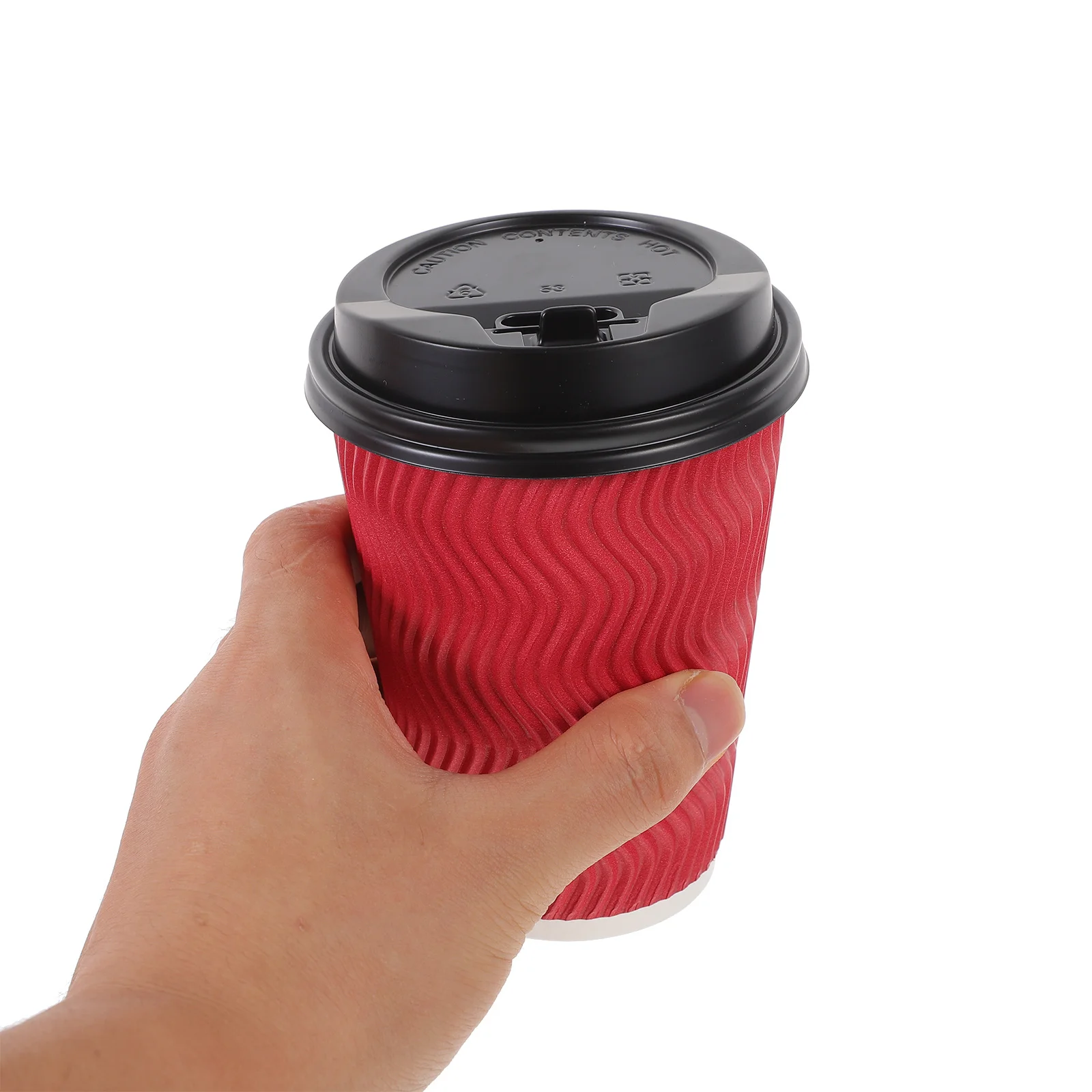 

50Pcs Disposable Corrugated Paper Coffee Cups Double Layer Insulation Leak Proof Lids Ideal for Restaurant Cafe Catering